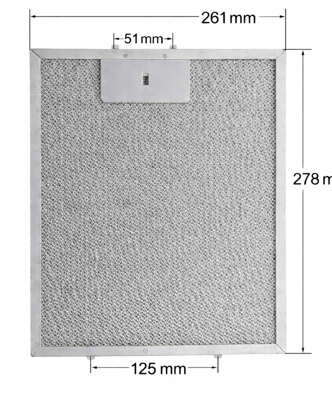 261x278 mm Alüminyum Davlumbaz Yağ Filtresi – Arçelik, Bosch, Siemens, Samsung Uyumlu