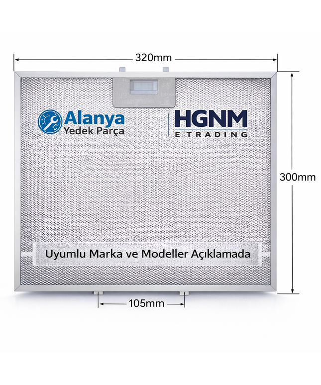 32x30 Gorenje, Körting, Mora Uyumlu Aspiratör Davlumbaz Metal Yağ Filtresi 184756 – 1006966 | 320x300 mm