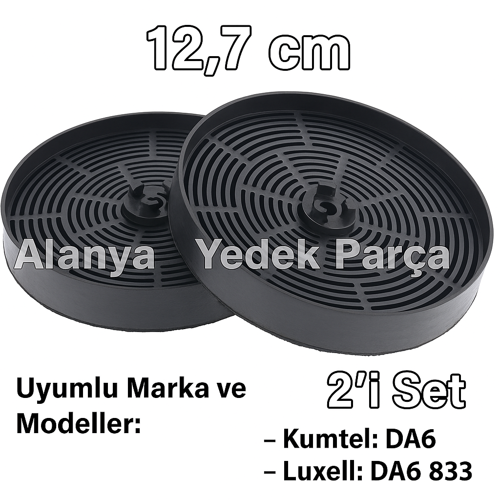 Kumtel Luxell DA6 833 Karbon Filtre Seti Tırnaksız – Çap 12.7 cm – 2'li Set