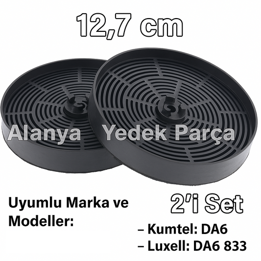 Kumtel Luxell DA6 833 Karbon Filtre Seti Tırnaksız – Çap 12.7 cm – 2'li Set
