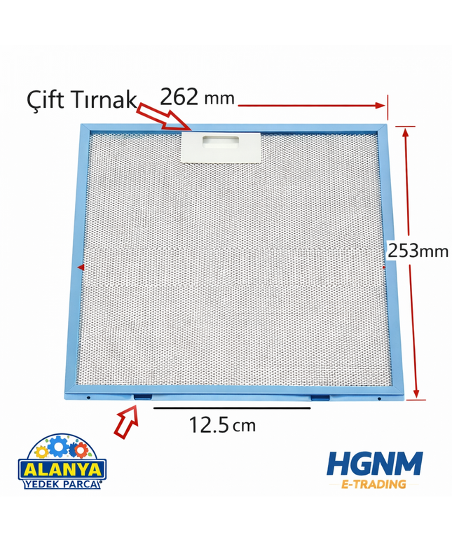 V47006100 Сетка Фильтр для вытяжки 262 х 253 мм Запчасти Beko, Esty, Finlux, Vestel, Hotpoint