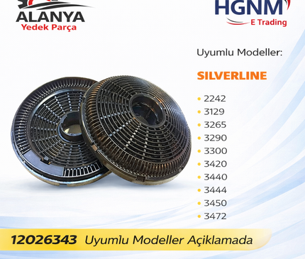 Davlumbaz Karbon Filtre 12026343 Silverline: 2242, 3129, 3265, 3290, 3300, 3420, 3440, 3444, 3450, 3457, 3472, 4140