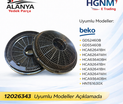Davlumbaz Karbon Filtresi 12026343 – Beko: GDS2460B, GDS5460B, HCA62641BH, HCA62641WH, HCA63640BH, HCA63641BH, HCA92641BH, HCA92641WH, HCA93640BH, HCA93641BH, HNT61630X