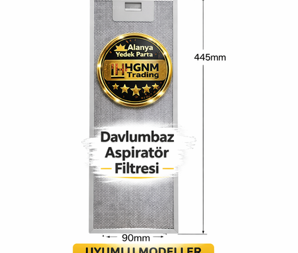 Davlumbaz Metal Yağ Filtresi 445x175 mm – Bosch 00352813 Uyumlu Alüminyum Filtre | Balay, Neff, Kuppersbusch, Lynx, Pitsos Modelleri ile Uyumlu | Yıkanabilir Mutfak Aspiratör Filtresi