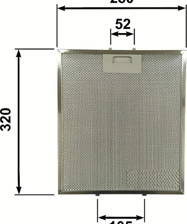 Davlumbaz metalik Yağ Filtresi 320x282 mm 40472618 - Teka DE-60.2 BLANCO VR.02, DE-70.2, DE-90.2, DE60.2 INOX 