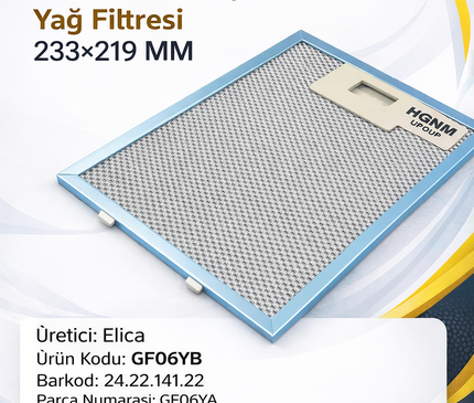 Elica FS301/50 FS30150 Uyumlu Davlumbaz Metal Yağ Filtresi 233x219 mm GF06YB GF06YA Alüminyum Aspiratör Filtresi Yıkanabilir Davlumbaz Yağ Tutucu Filtre