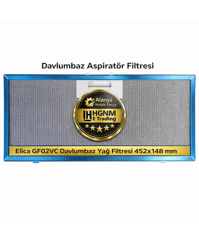 Elica GF02VC Davlumbaz Yağ Filtresi 452x148 mm – Metal Filtre Teli GLIDE IX/A/90 & IX/A/60 Uyumlu