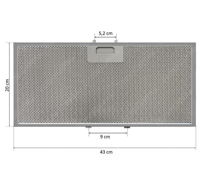 Elica Turboair Whirlpool Davlumbaz Filtresi 430 x 200 x 9 mm Yıkanabilir Alüminyum Filtre GRI0088006A - 482000015639 - C00380222 - FKA26