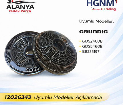 Grundig gds2460b 12026343, 9197060046 Bosch, Beko, Siemens Davlumbaz Aktif Karbon Filtresi DVK6J620