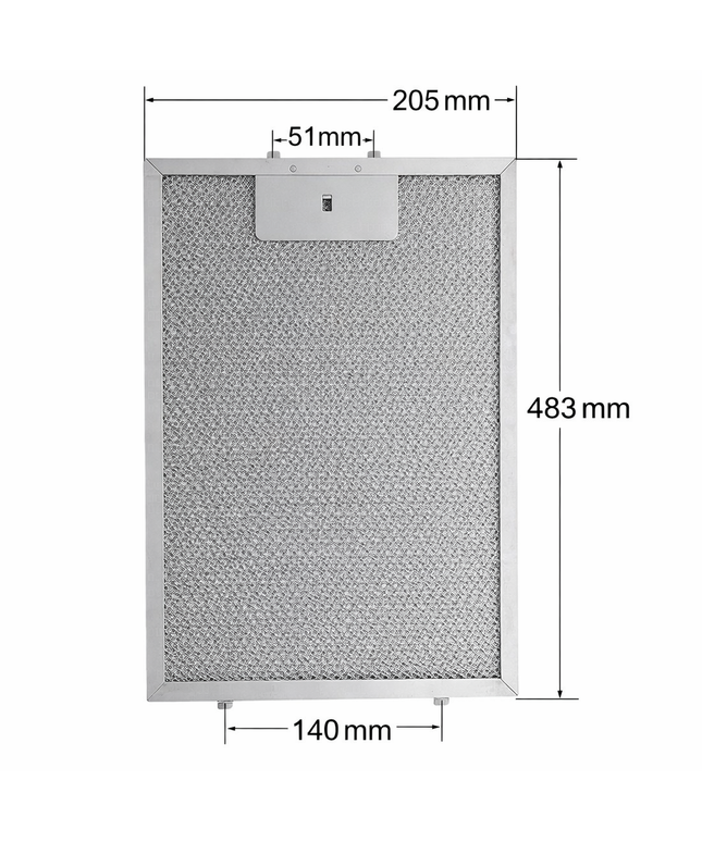 Hansa OTP6271IH, OTP627WH, OTP627IH, OTP616WH, OTP616IH Uyumlu Davlumbaz Yağ Filtresi 1033087 205x483 mm Metal Filtre