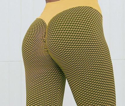 Grid Tights Yoga Pants Women Seamless High Waist Leggings Breathable