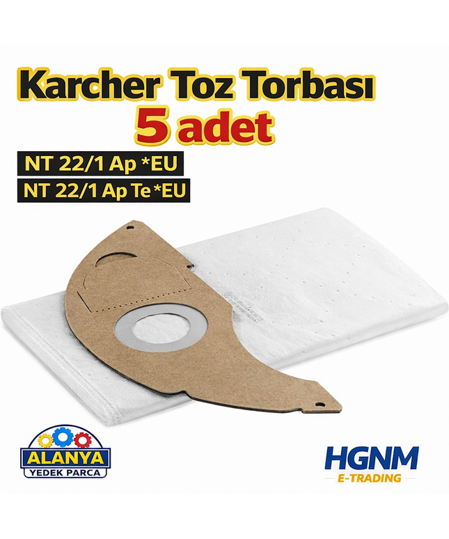 Karcher NT 22/1 AP – NT 22/1 AP TE Elektrikli Süpürge Toz Torbası 5 Adet (2.889-217.0)