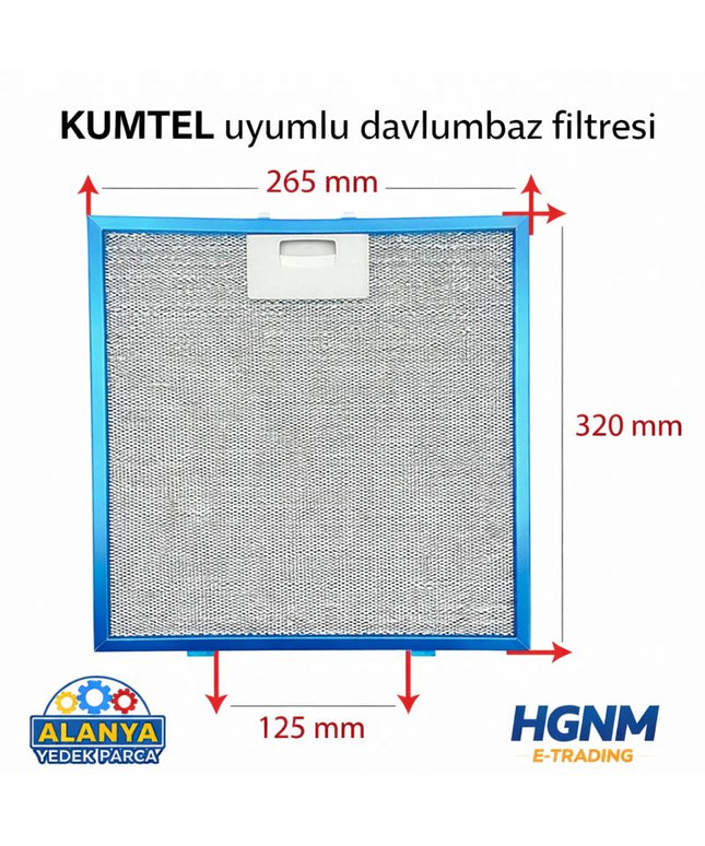 Kumtel 26,5 x 32 cm Aspiratör Davlumbaz Metal Yağ Filtresi 265X320MM kUMTEL