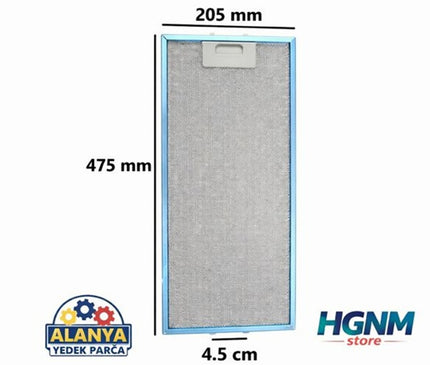 Kumtel: DS6-905 205x475 mm Davlumbaz Metal Yağ Filtresi Kumtel Silverline Vestel Uyumlu – Alüminyum Aspiratör Filtresi