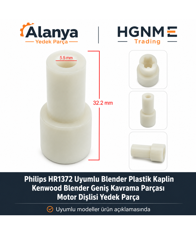 Philips HR1372 Uyumlu Blender Plastik Kaplin | Kenwood Blender Geniş Kavrama Parçası | Motor Dişlisi Yedek Parça