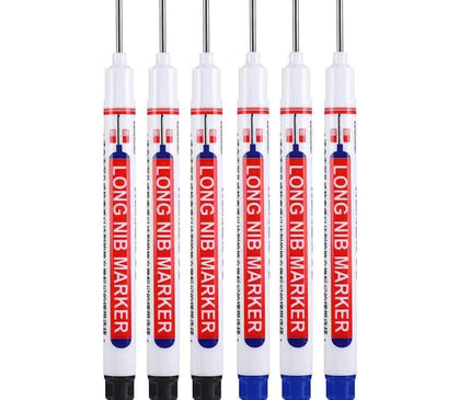6Pcs/Set 20mm Eco-Friendly Long Nib Head Marker: Waterproof, Fast-Drying Metal Perforating Pen for Woodworking, Furniture Decoration, and Industrial Use - The Ultimate Multi-Purpose Marking Tool