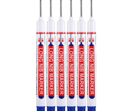 6Pcs/Set 20mm Eco-Friendly Long Nib Head Marker: Waterproof, Fast-Drying Metal Perforating Pen for Woodworking, Furniture Decoration, and Industrial Use - The Ultimate Multi-Purpose Marking Tool