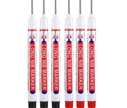 6Pcs/Set 20mm Eco-Friendly Long Nib Head Marker: Waterproof, Fast-Drying Metal Perforating Pen for Woodworking, Furniture Decoration, and Industrial Use - The Ultimate Multi-Purpose Marking Tool