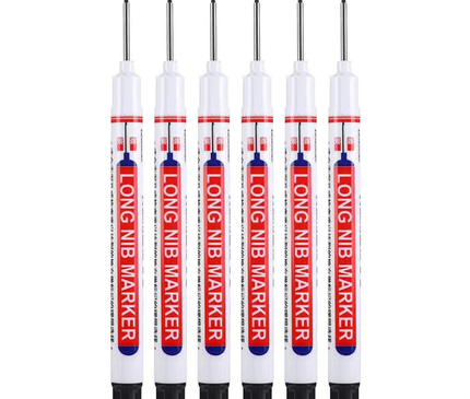 6Pcs/Set 20mm Eco-Friendly Long Nib Head Marker: Waterproof, Fast-Drying Metal Perforating Pen for Woodworking, Furniture Decoration, and Industrial Use - The Ultimate Multi-Purpose Marking Tool