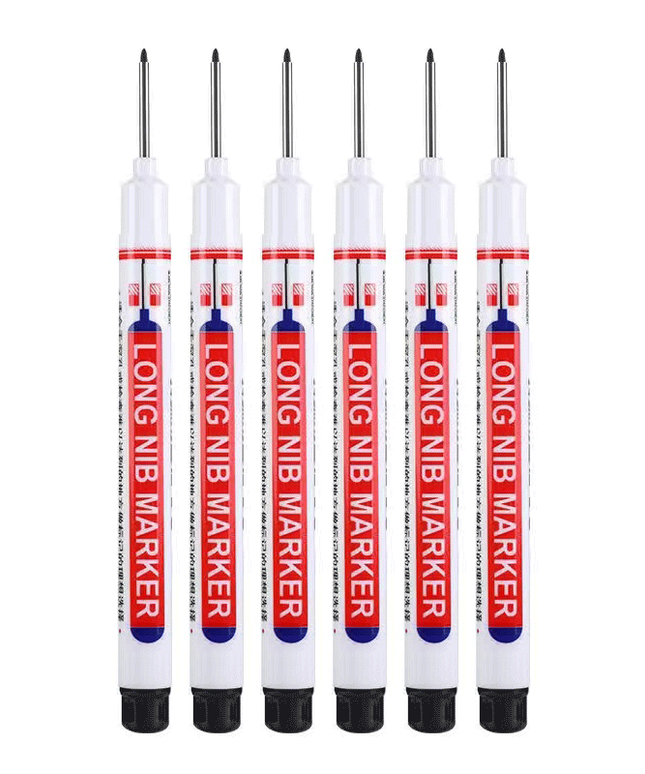6Pcs/Set 20mm Eco-Friendly Long Nib Head Marker: Waterproof, Fast-Drying Metal Perforating Pen for Woodworking, Furniture Decoration, and Industrial Use - The Ultimate Multi-Purpose Marking Tool