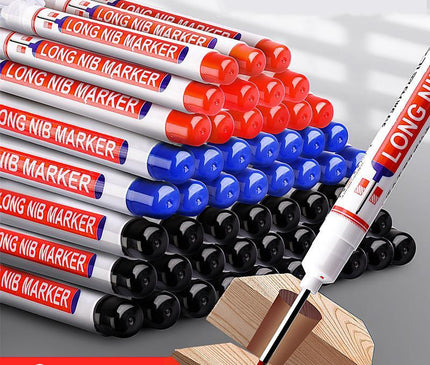 6Pcs/Set 20mm Eco-Friendly Long Nib Head Marker: Waterproof, Fast-Drying Metal Perforating Pen for Woodworking, Furniture Decoration, and Industrial Use - The Ultimate Multi-Purpose Marking Tool