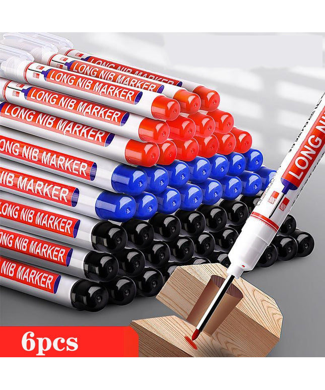 6Pcs/Set 20mm Eco-Friendly Long Nib Head Marker: Waterproof, Fast-Drying Metal Perforating Pen for Woodworking, Furniture Decoration, and Industrial Use - The Ultimate Multi-Purpose Marking Tool