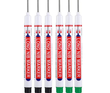 6Pcs/Set 20mm Eco-Friendly Long Nib Head Marker: Waterproof, Fast-Drying Metal Perforating Pen for Woodworking, Furniture Decoration, and Industrial Use - The Ultimate Multi-Purpose Marking Tool