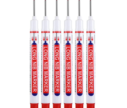 6Pcs/Set 20mm Eco-Friendly Long Nib Head Marker: Waterproof, Fast-Drying Metal Perforating Pen for Woodworking, Furniture Decoration, and Industrial Use - The Ultimate Multi-Purpose Marking Tool