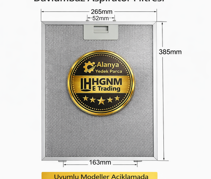 Siemens LC94BA521T/02 Davlumbaz Yağ Filtresi 387×265 mm – Bosch 00742967 Uyumlu Alüminyum Aspiratör Filtresi Bosch, Siemens, Neff, Balay Davlumbaz Filtresi