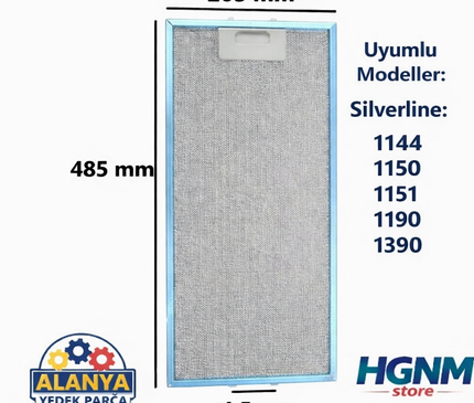 Silverline 008022 Uyumlu Davlumbaz Metal Yağ Filtresi 483x205 mm Aspiratör Filtre Teli