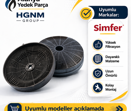 Simfer 51389 Aktif Karbon Filtre Seti - Aspiratör ve Davlumbaz Uyumlu - Compatible For Simfer Cooker Hoods
