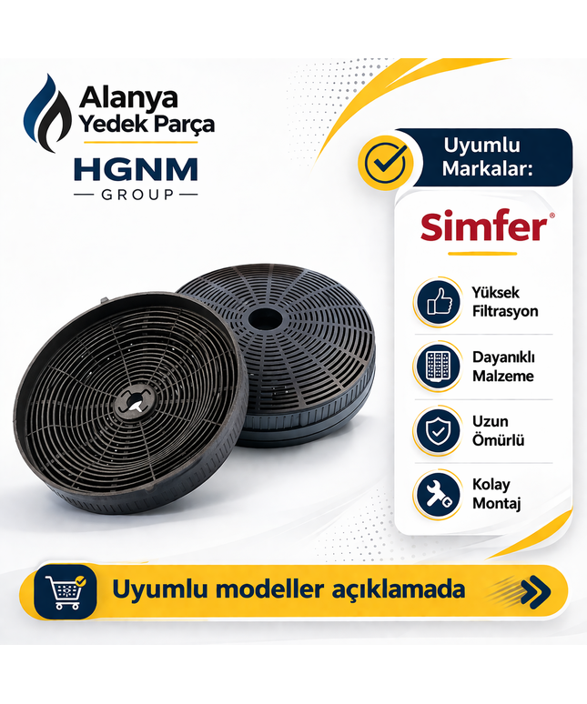Simfer 51389 Aktif Karbon Filtre Seti - Aspiratör ve Davlumbaz Uyumlu - Compatible For Simfer Cooker Hoods