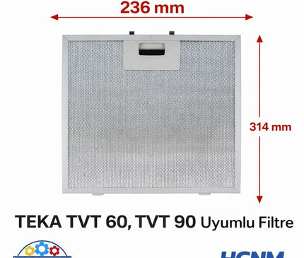 TEKA TVT 60, TVT 90 Range Hood Filter 314×236 mm Range Hood Grease Filter Kitchen Extractor Aluminum Extractor 23.6×31.4 cm B3