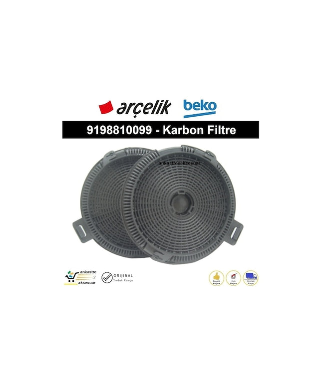 Teka Beko AEG Uyumlu Karbon Filtre Seti 9198810099 – 2'li Charcoal Aspiratör Filtre Takımı