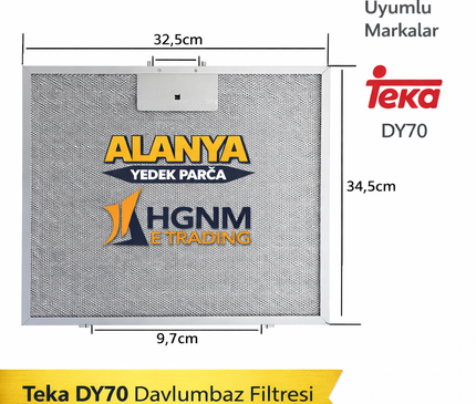 Teka DY70 Davlumbaz Yağ Filtresi 325x345 mm 81460138 - 81484011 Uyumlu Metal Aspiratör Filtresi