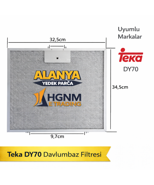 Teka DY70 Davlumbaz Yağ Filtresi 325x345 mm 81460138 - 81484011 Uyumlu Metal Aspiratör Filtresi
