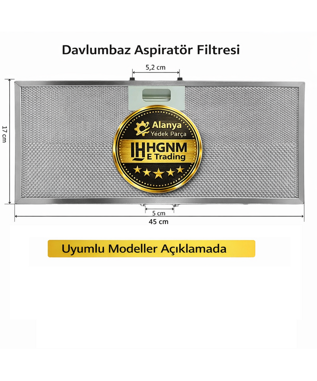 Turboair 10801290451 Metal Yağ Filtresi 449,5x175,5x9 mm – Elica Electrolux Uyumlu