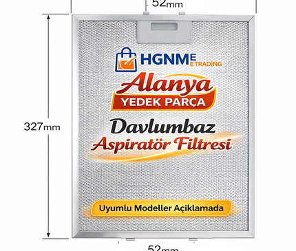 Turboair Uyumlu 247x327 mm Alüminyum Davlumbaz Filtresi - 50293009002, ALNO Modellerine Uygun