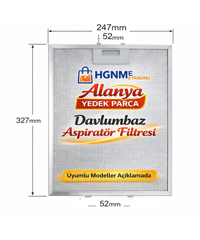 Turboair Uyumlu 247x327 mm Alüminyum Davlumbaz Filtresi - 50293009002, ALNO Modellerine Uygun