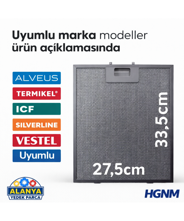 275×335 mm Aspiratör Davlumbaz Yağ Filtresi Silverline, ICF, Termikel B12 Vestel model AD-6011 S