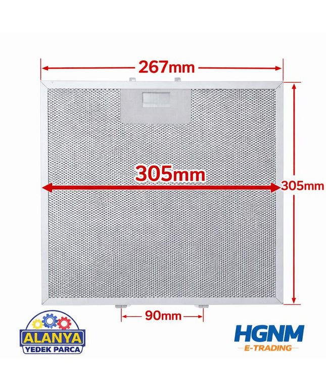 Vestel rustik Ocak Davlumbazı Metal Yağ Filtresi (267 × 305 mm) – Aspiraötr Teli AEG, Ikea, Whirlpool