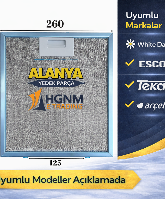 White Daisy, ESCO, TEKA, Arçelik  260x320 mm Davlumbaz Yağ Filtresi 26x32