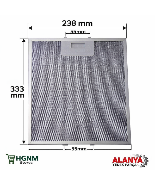 YY87X6378 Davlumbaz Filtresi, 333×238 mm, Brandt, De Dietrich, Fagor, Sauter ve Thomson için Metal Yağ Filtresi A10