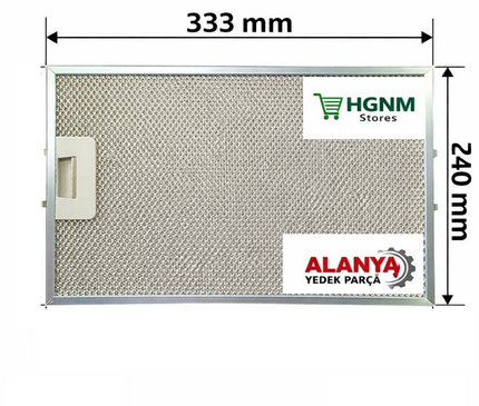 YY87X6378 Davlumbaz Filtresi, 333×238 mm, Brandt, De Dietrich, Fagor, Sauter ve Thomson için Metal Yağ Filtresi A10