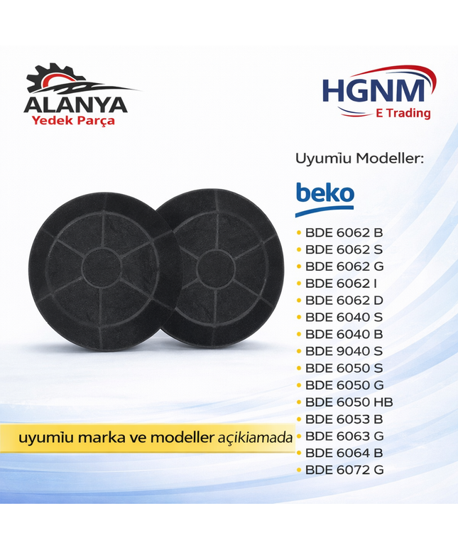 Beko Karbon Filtre 165732003 Davlumbaz Aspiratör Karbon Fitresi Beko BDE 6062 B, BDE 6062 S, BDE 6062 G, BDE 6062 I, BDE 6062 D, BDE 6040 S, BDE 6040 B