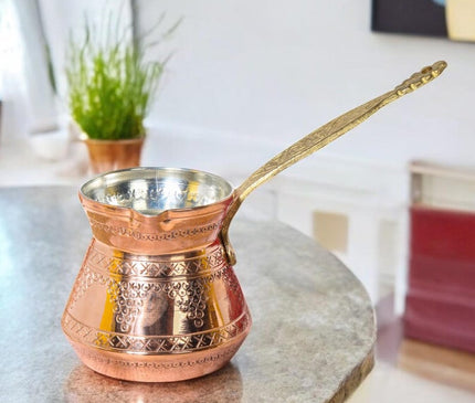 Традиционные кофейники, греческая арабская кофеварка, кофейник из кованой меди, кофеварка для плиты с латунной ручкой, емкость 450 мл. 