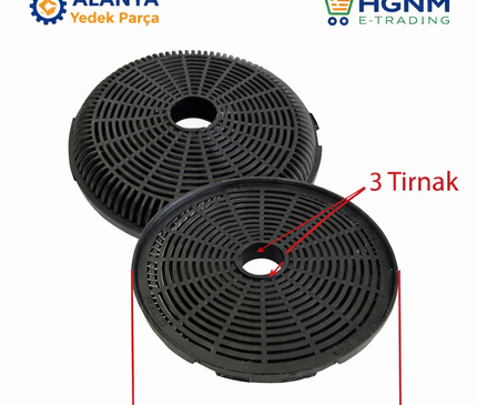 Kumtel DA6-835 Lotus Aspiratör Karbon Filtresi 16 cm 3 Tırnaklı – DA6KDAC33R Sertifika Kodlu Uyumlu Davlumbaz Karbon Filtre Seti (2 Adet)