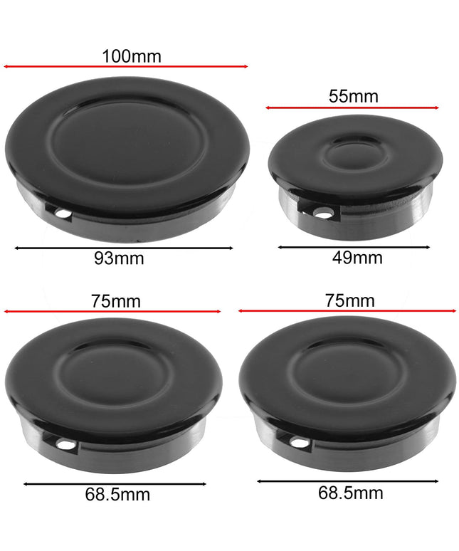 Конфорки Для Газовой Плиты Запчасти Для Газовых Плит Газовая горелка для духовки, плиты, Корона и набор крышек для пламени (малый, 2 средний и большой, 55-100 мм), запасные части, замена аксессуар