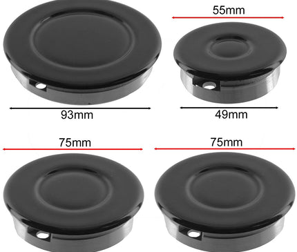 Gas Stove Cooktop Burner Wok Burner Oven Cooker Hob Gas Burner Crown & Flame Cap Kit ( Small, 2 Medium & Large, 55mm - 100mm) Spare Parts Accessory Replacement