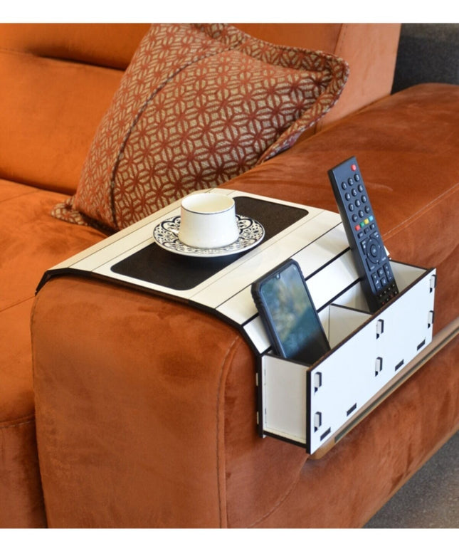 Sofa Tray Table - Remote Control and Cellphone Organizer Holder